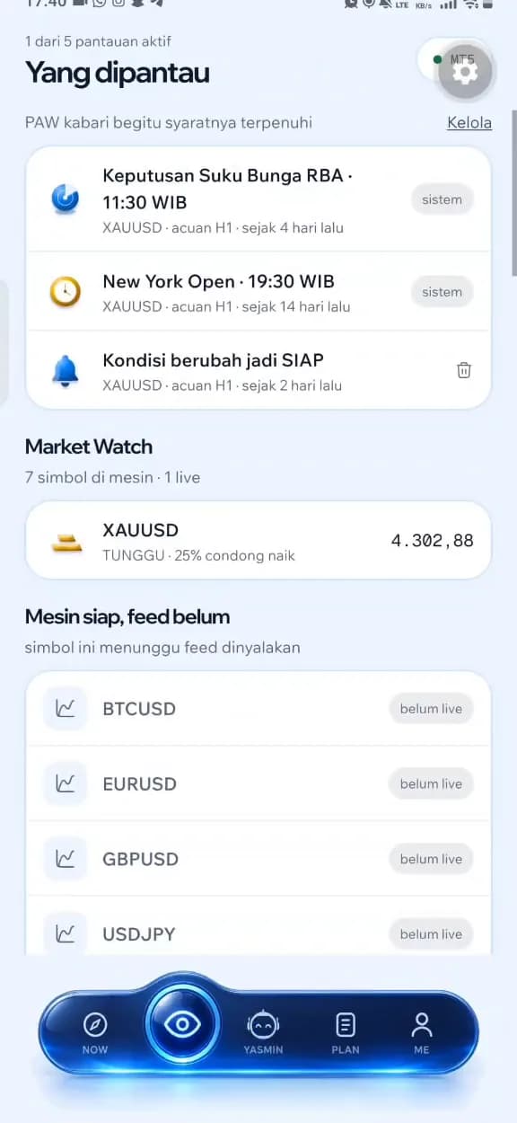 Layar Yang dipantau di app PAW: daftar pantauan, PAW kabari begitu syaratnya terpenuhi